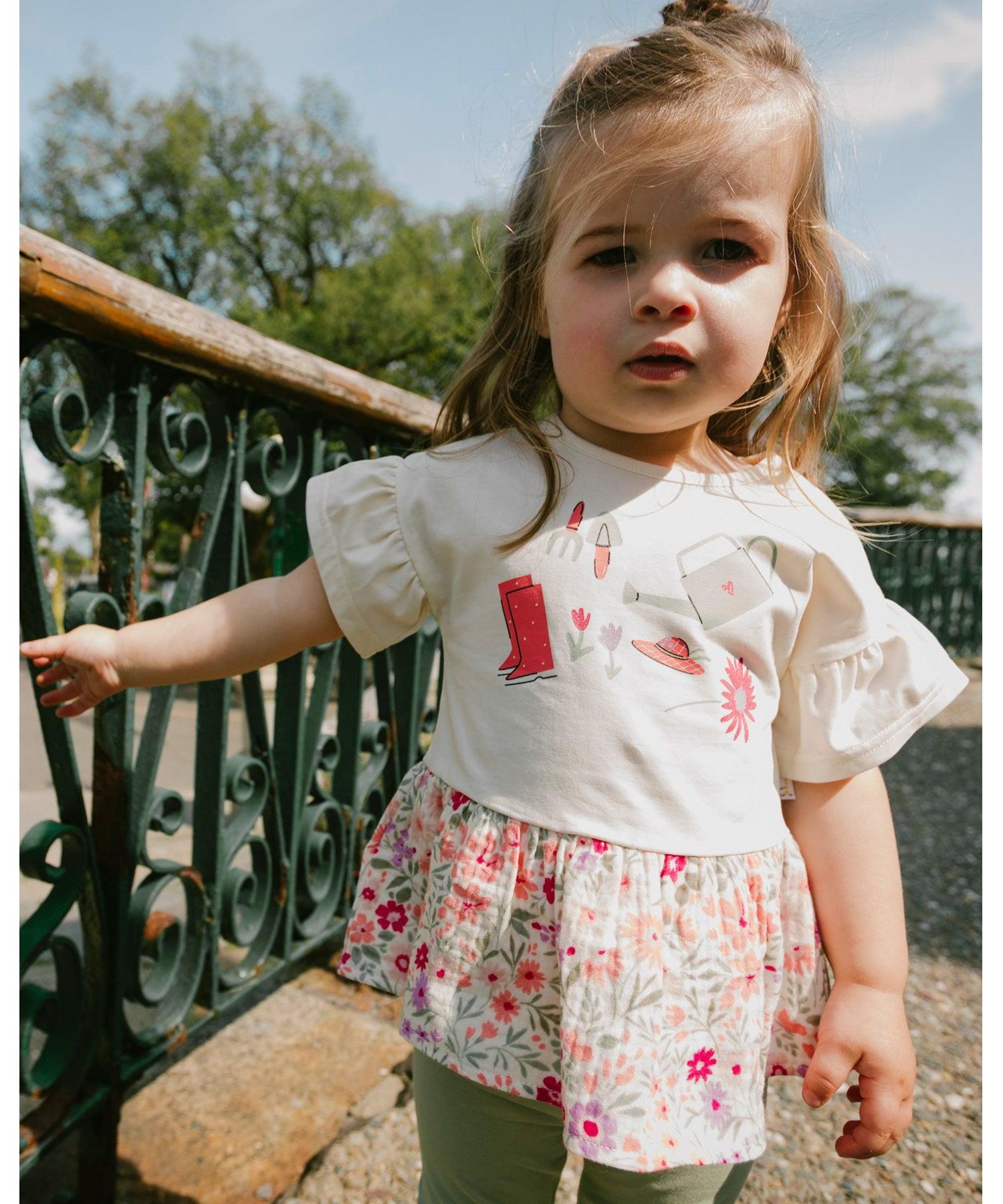 Little Girls Cotton Bi-Material Tunic