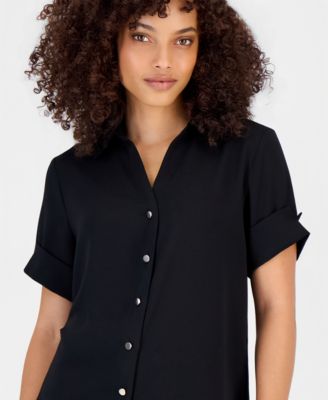 Petite Short-Sleeve Button-Front Shirt