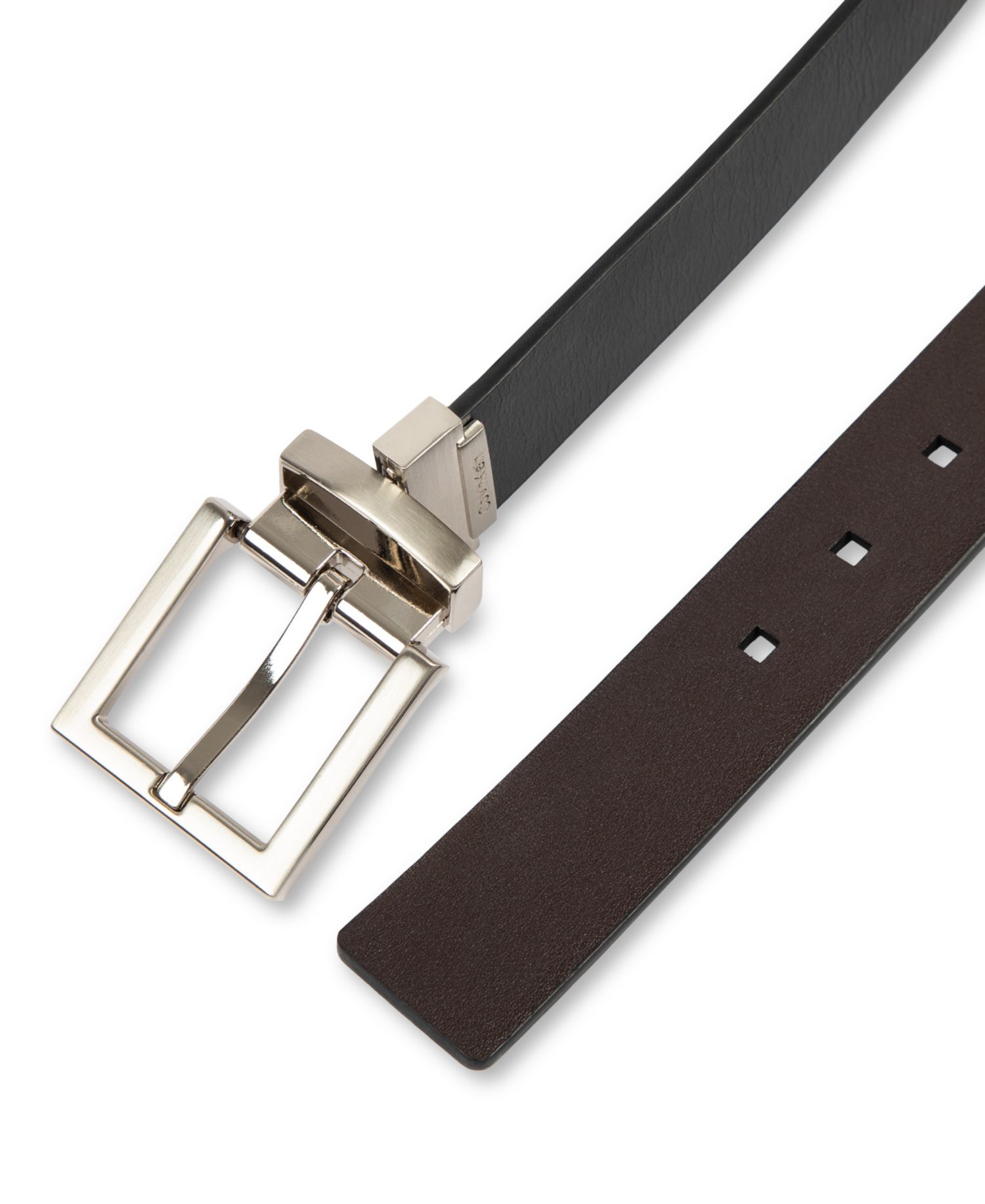 35MM Men's Reversible Rectangular Buckle Leather Belt