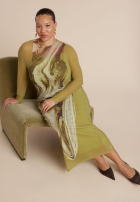 Women's Plus Size Printed Mesh Dress