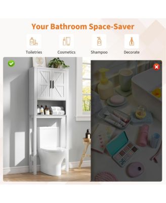 23.6 Inches Wide Toilet Rack with Over The Toilet Storage Cabinet , Small Freestanding Space Saver