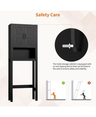 23.6 Inches Wide Toilet Rack with Over The Toilet Storage Cabinet , Small Freestanding Space Saver