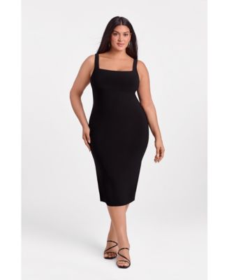 Women's Sculpting Shapewear Square Neck Tank Midi Dress