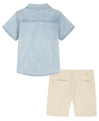 Boys' 2T-7 Button-Front Shirt and Denim Shorts, 2-Piece Set