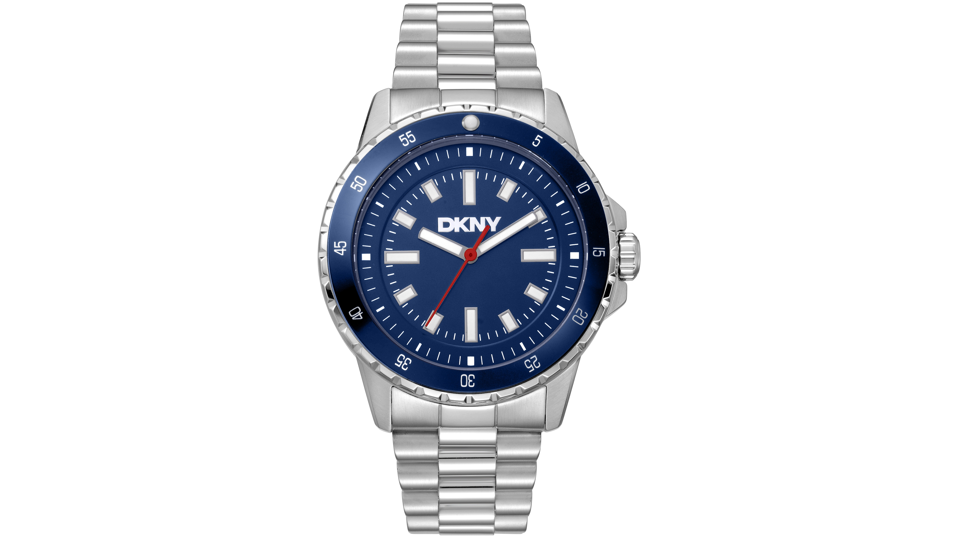 Dkny Men's Sport Watch Blue Dial Stainless Steel Bracelet Watch, 43mm