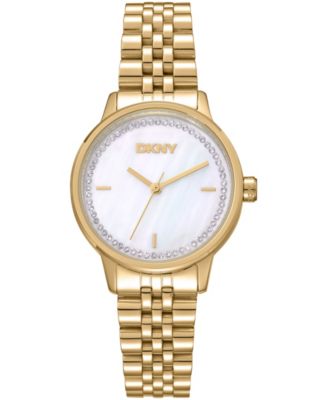 Women's White MOP Crystal Accented Dial Stainless Steel Bracelet Watch, 30mm