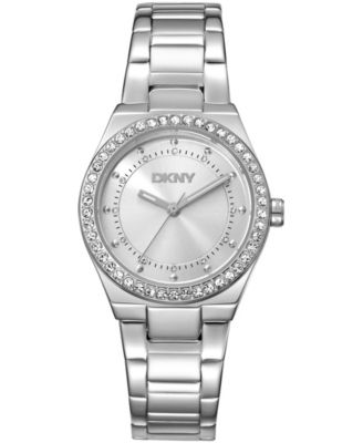 Women's Silver Dial Crystal Dial Markers Crystal Bezel Stainless Steel Bracelet Watch, 30mm