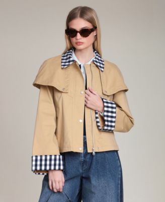 Women's Short Trench Cape Collared Jacket