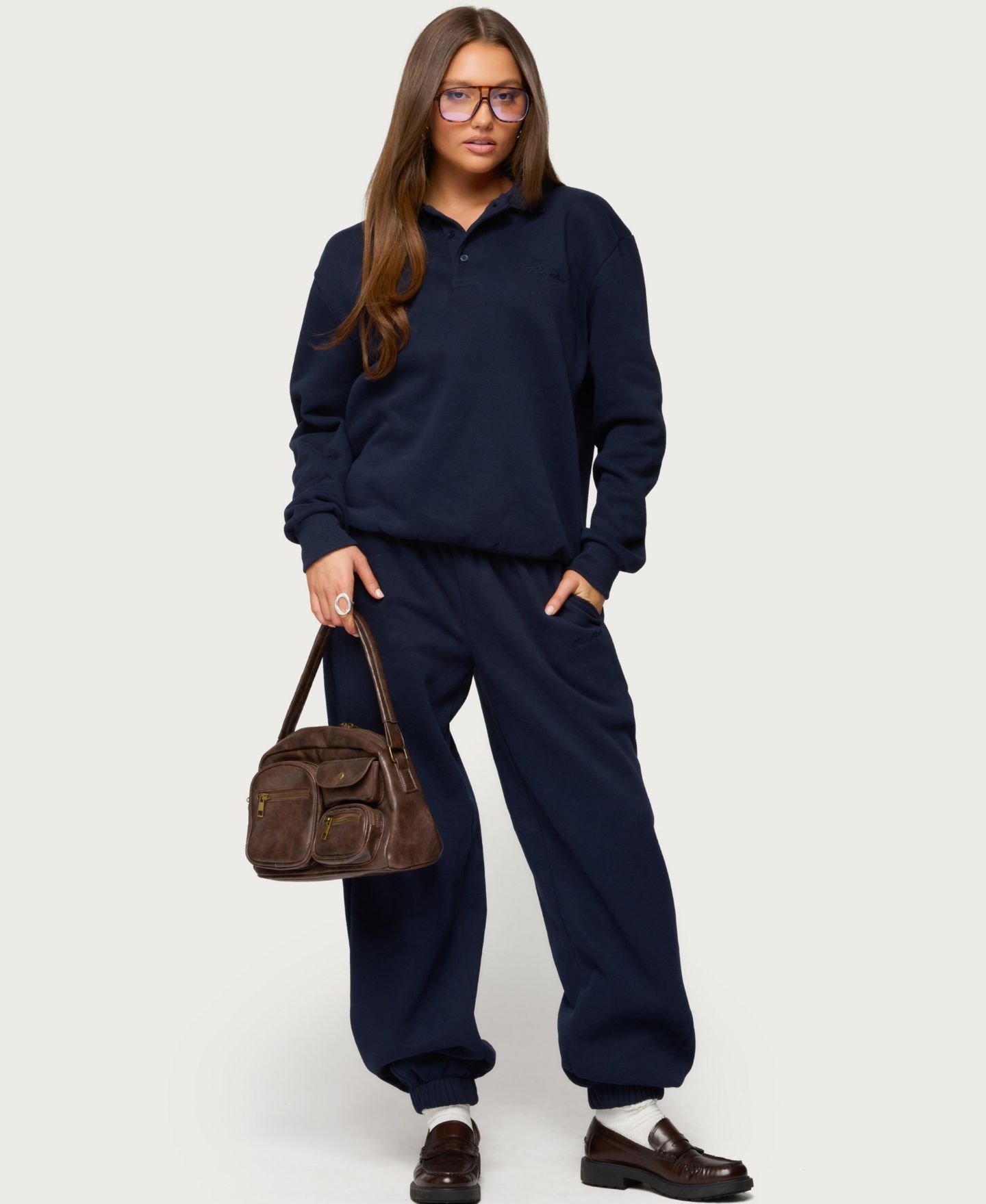 Женские брюки Edikted Jayce Sweatpants, цвет: Тёмно-синий — фото 5