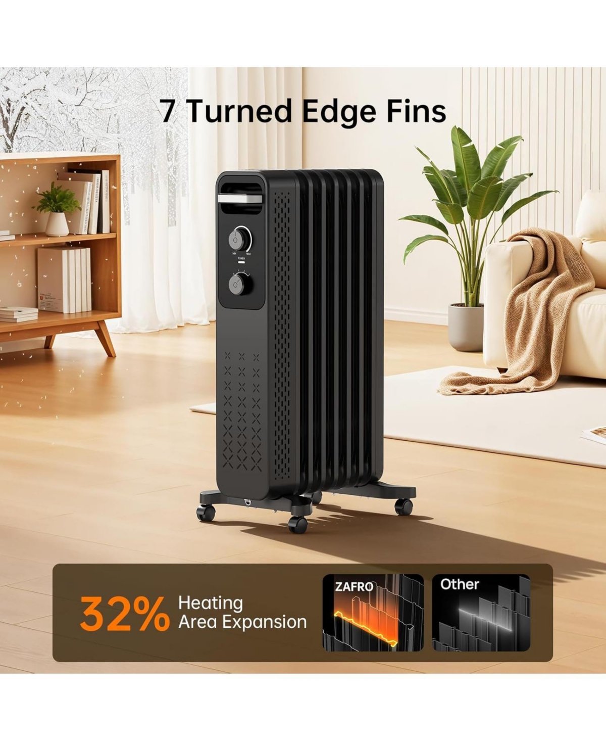 Cowsar 1500W Oil Filled Radiator Heater with Safety Protection