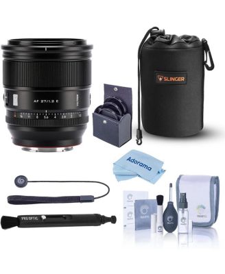 AF 27mm f/1.2 Pro Lens for Sony E, Bundle with 67mm Filter Kit, Lens Pouch, Pen Lens Cleaner, Lens Cap Tether