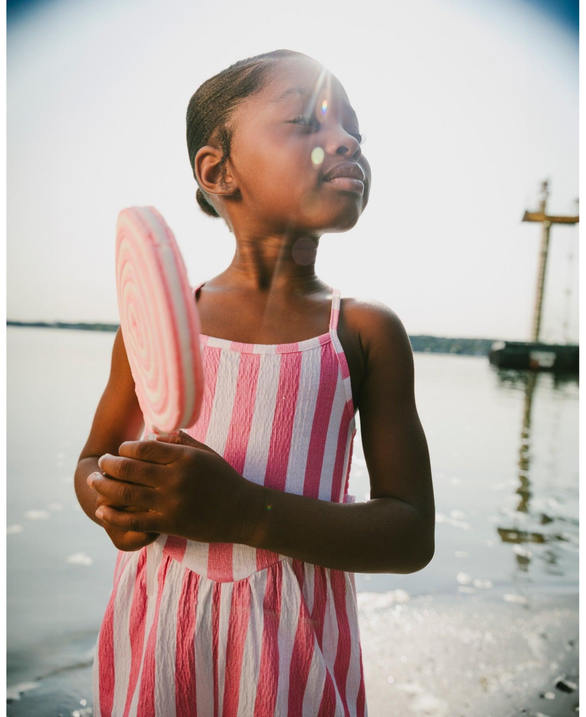 Deux par Toddler Girls Crinkle Jersey Striped Jumpsuit