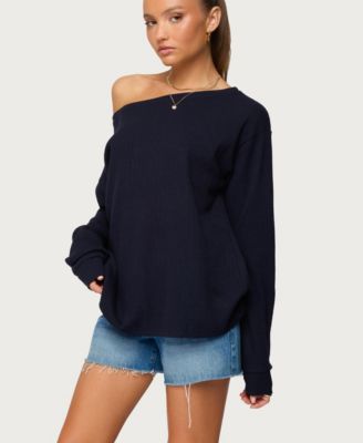 Women's Damari Off Shoulder Oversized Waffle Top