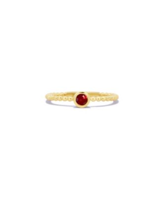 Gold Beaded Ruby Ring 14K Gold