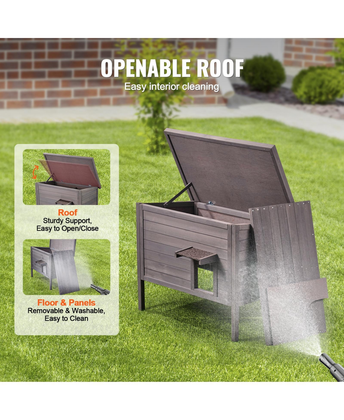 Aostirmotor Outdoor Cat House: Insulated Wooden Shelter with Sloped Roof & Pvc Door Flaps for Feral & Stray Cats