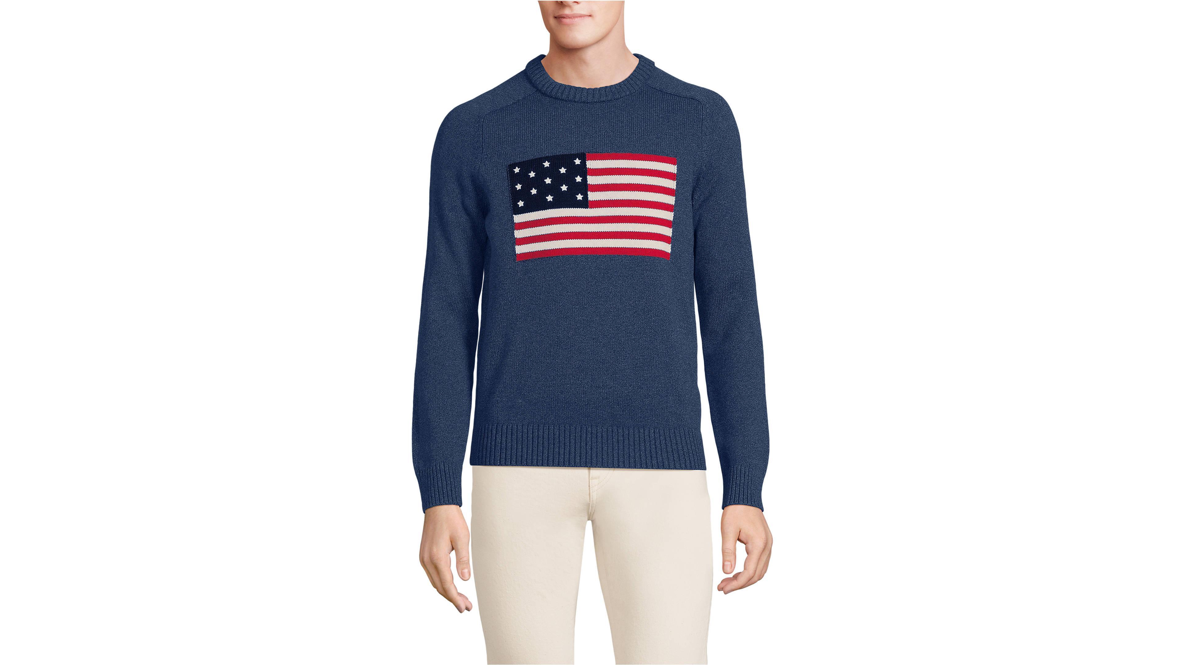 Lands' End Men's Drifter Flag Crew Neck Sweater