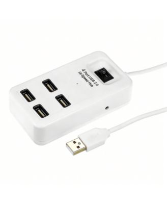 USB 2.0 4-Port Hub with Power Switch, 480Mbps High-Speed Splitter, for Laptop & Desktop Users,Ideal for Home Office