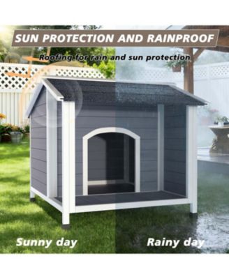 Outdoor Dog House: Wooden Shelter with Asphalt Roof & Raised Floor, Easy Assembly