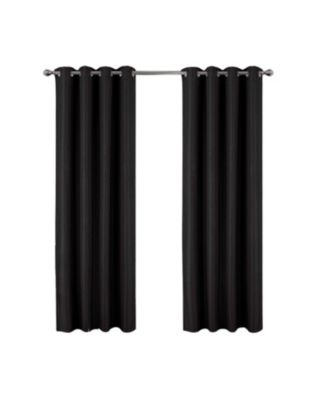 100% Polyester 250 GSM Basket Weave Ian Luxury Jacquard Blackout Grommet Curtain Panel Black
