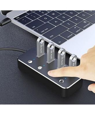 4-Port USB 3.0 Hub - with 42.2" Cable,5Gbps High-Speed Data Transfer, Individual Switches, for Laptop, PC, MacBook