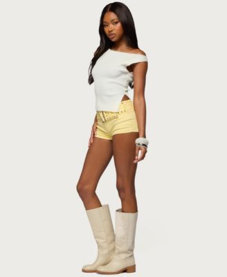 Women's Studded Belt Denim Micro Shorts