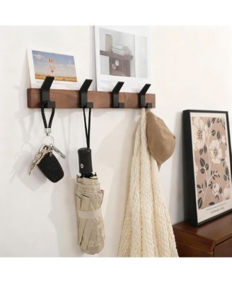 Walnut Wood & Aluminum Coat Rack,Rustproof, Easy Install