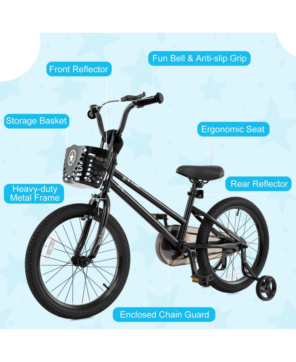 Mecale 16 Inch Kids Bike Adjustable with Transparent Chain Cover for 3-8 Years Old-16 inches