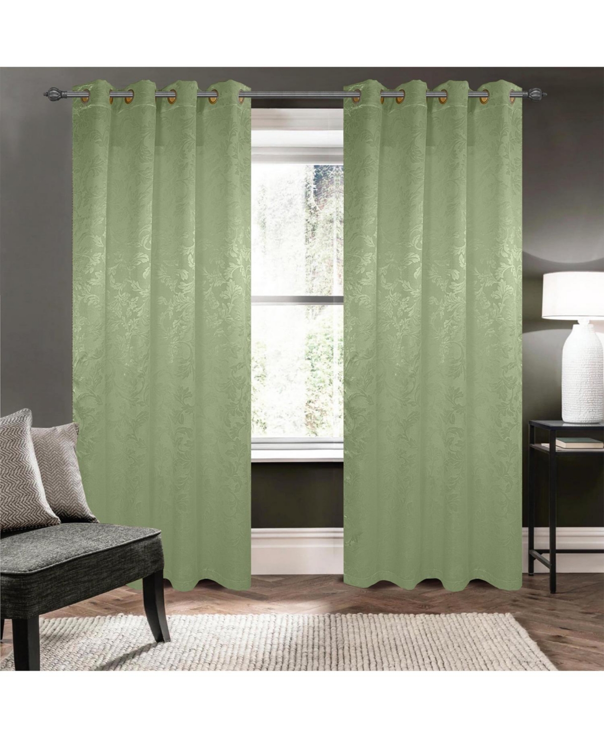 Olivia Gray 100% Polyester Aiden Printed Textured Grommet Curtain Panel