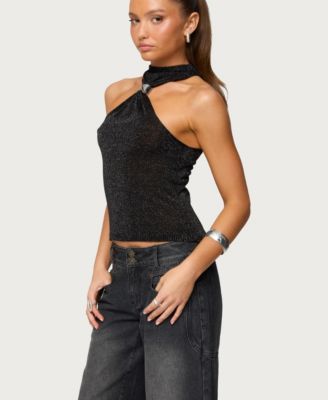 Women's Nalia Gathered Ring Glitter Knit Top
