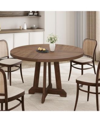 Round Dining Table for 4 to 6 People, 47" Round Dining Table, Wooden Kitchen Table with Sturty Legs, Dining Room Table for Dining Room, Kitchen