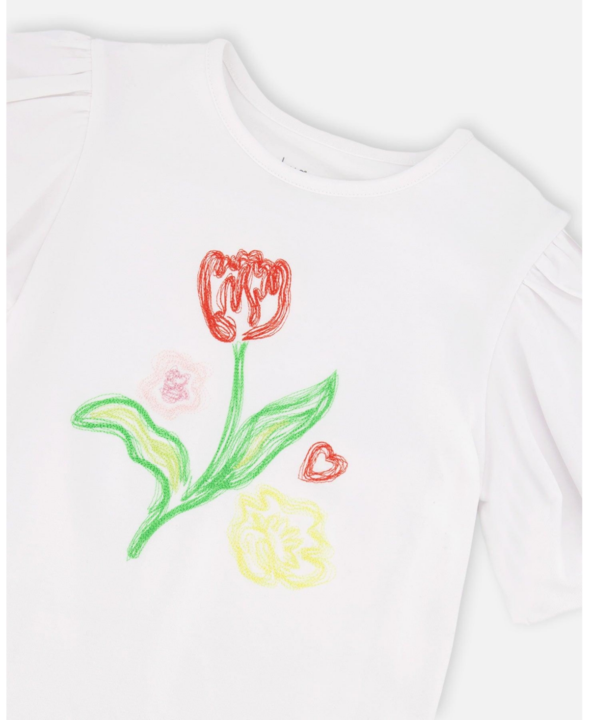 Deux par Big Girls ganic Cotton Jersey Top with Embroidery