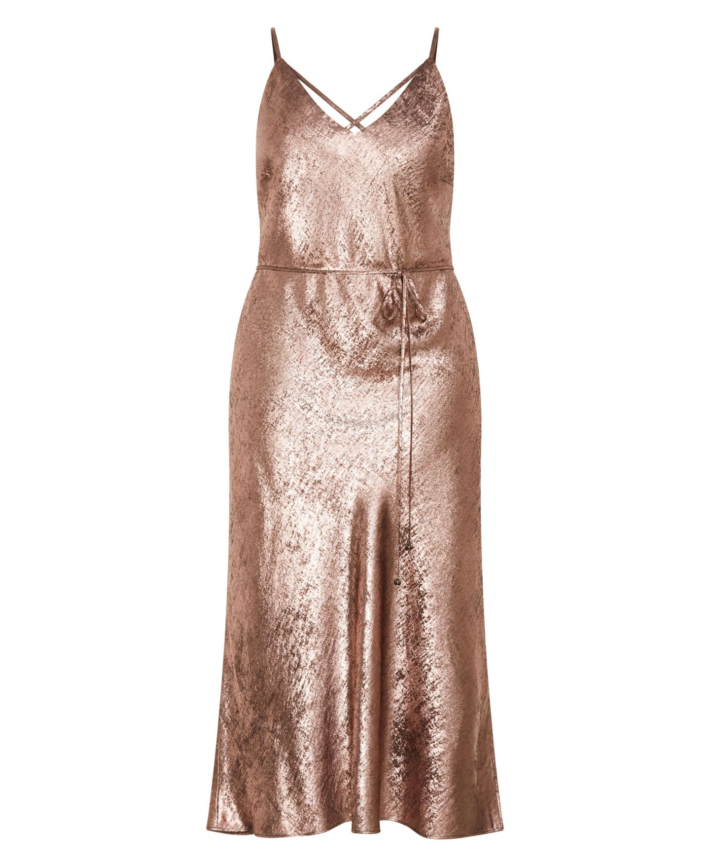 Женское платье CITY CHIC Kaia Metallic Slip, цвет: Золотой — фото 2