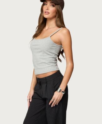 Women's Striped Henley Tank Top