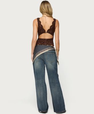 Women's Della Waist Scarf Low Rise Baggy Jeans