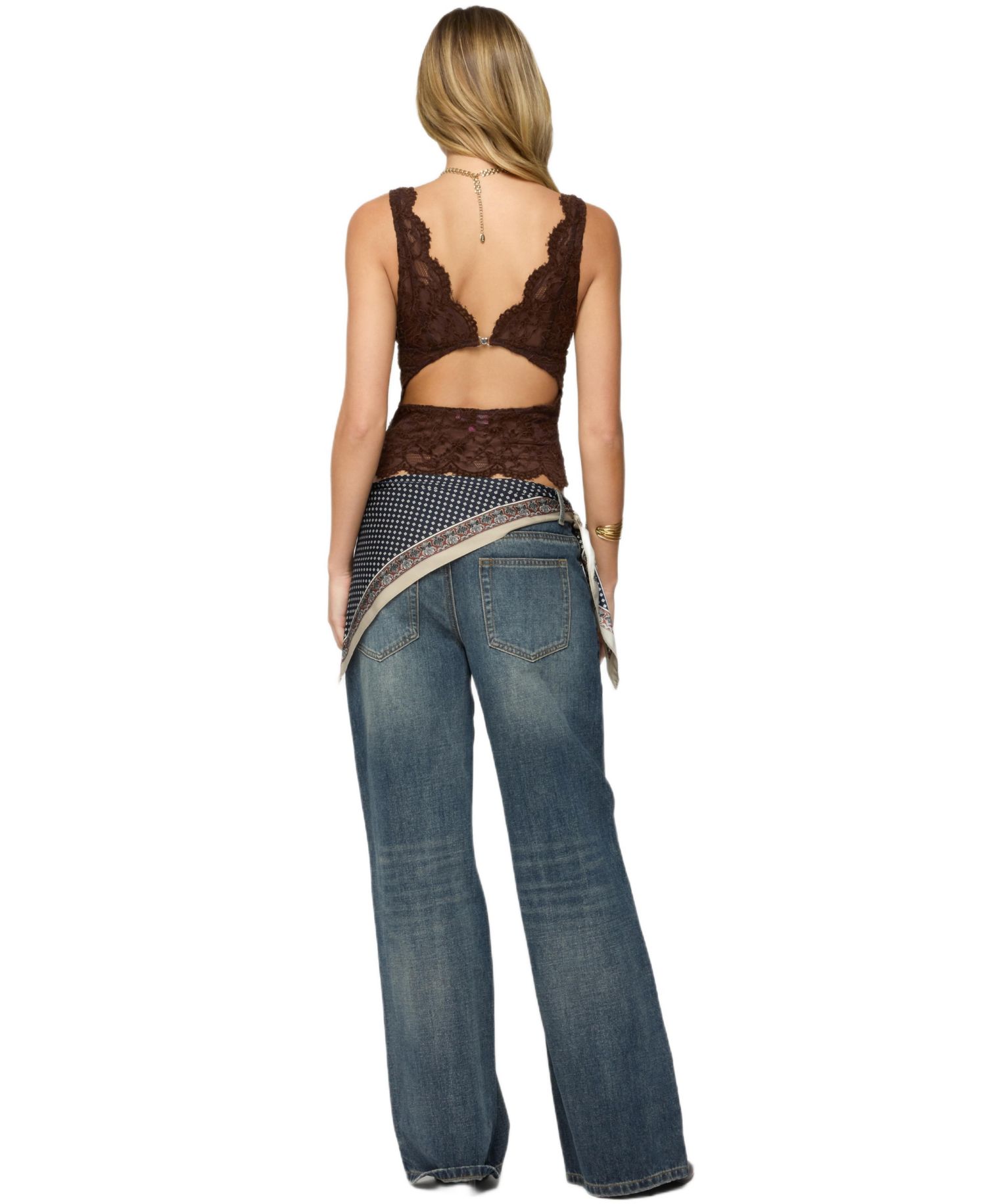 Women's Della Waist Scarf Low Rise Baggy Jeans