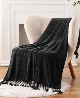 Fringe Tassels Chenille Throw, 50" x 60"