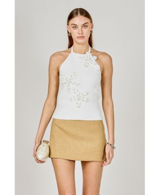 Women's Flower Detail Halter Top