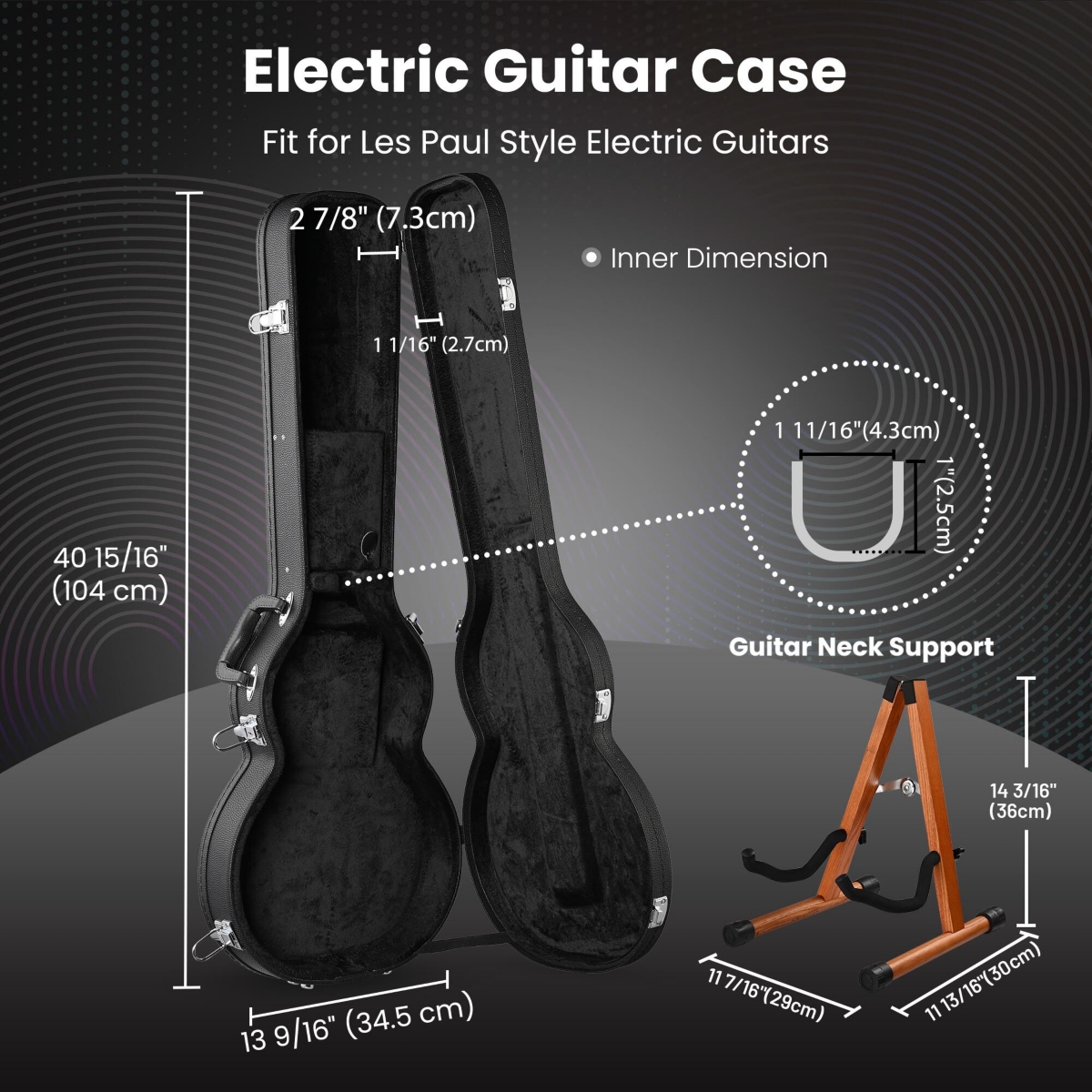 Yescom Electric Guitar Wooden Case for Lp Les Paul Type w/ Folding Guitar Stand