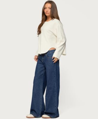 Women's Alisia Oversized Waffle Henley Top