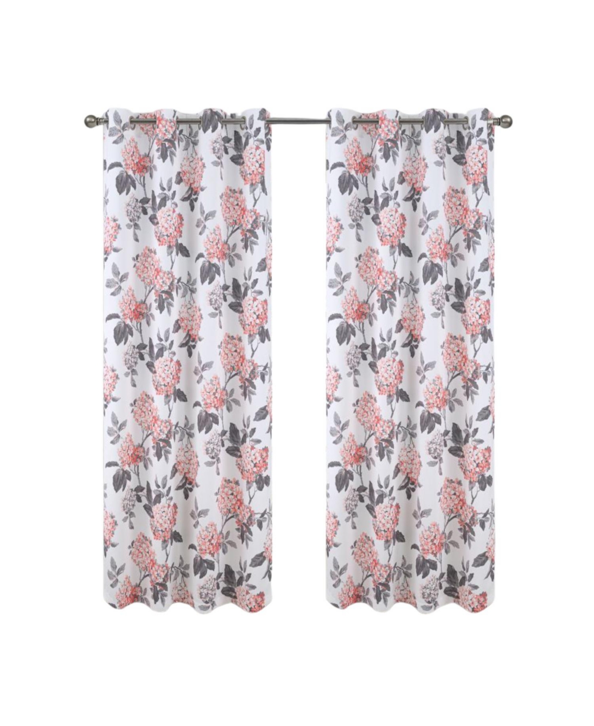 Olivia Gray 100% Polyester 200 Gsm Hydrangea Printed Blackout Grommet Curtain Panel 54" x 84"