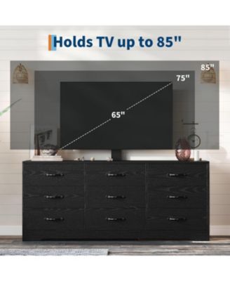 Modern TV Stand with Mount, 55 Inch Entertainment Center with 9 Drawers, Adjustable Height Media Console for TVs Up to 85 Inch
