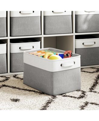 4-Pack Collapsible Storage Baskets with Handles, Linen Fabric Organizer Bins with Metal Frame