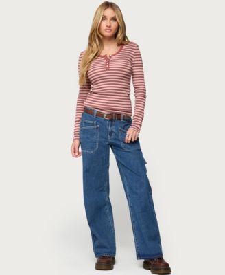 Women's Roma Striped Henley Top