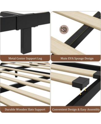 Twin Bed Frame with Wood Headboard and Footboard, Metal Platform Bed Frame with Under Bed Storage, 6 Inch High, No Box Spring Needed