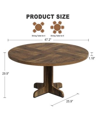 47 Inch Wood Tabletop and Stable Base - Farmhouse Circle Kitchen Table