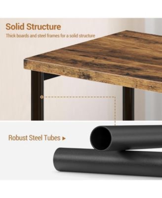 Slim 3-Tier End Table with Storage Shelves, Narrow Mobile Side Table for Small Spaces, Industrial Wood & Metal Sofa Table, Record Player St