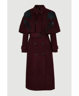 Women's Tailored Funnel-Neck Cape Midi Coat