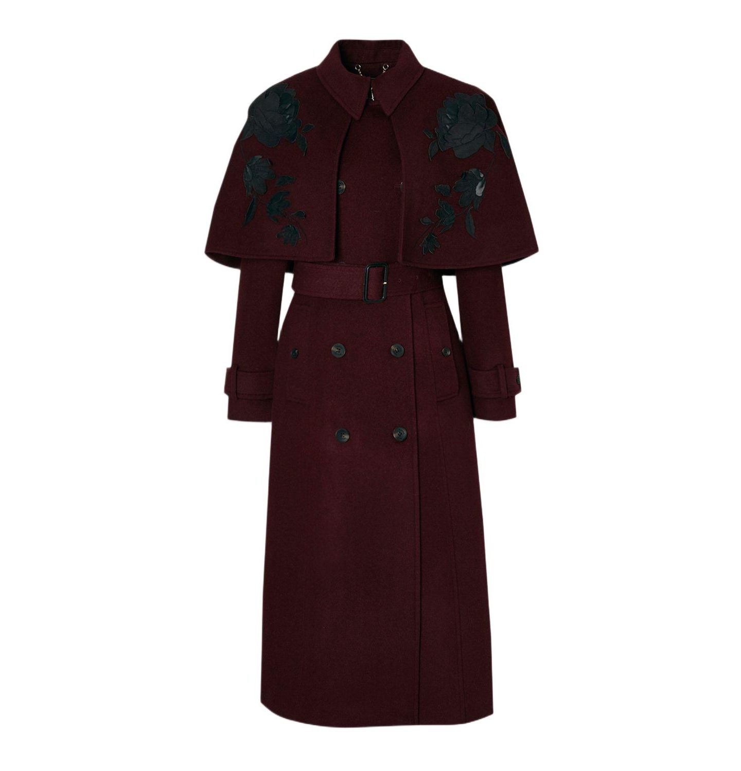 Женское пальто Karen Millen Tailored Funnel-Neck Cape Midi, цвет: Бордовый — фото 2