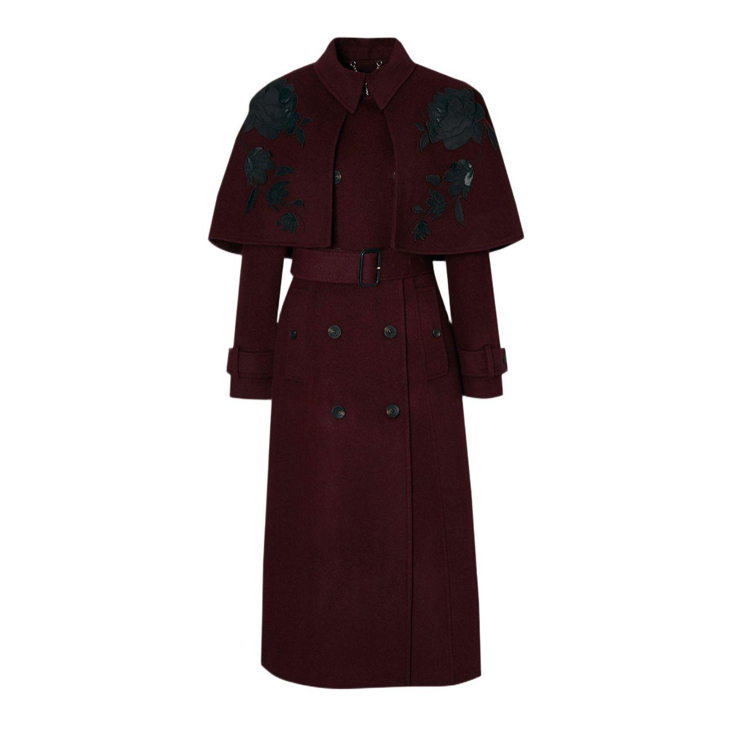 Women's Tailored Funnel-Neck Cape Midi Coat