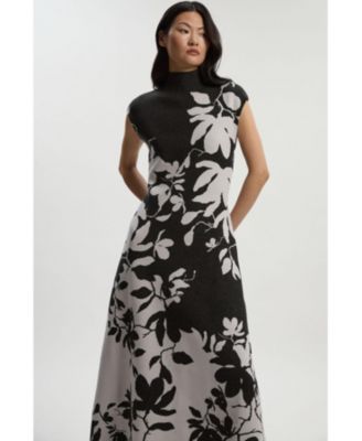 Women's Jacquard Floral Knitted Maxi Dress